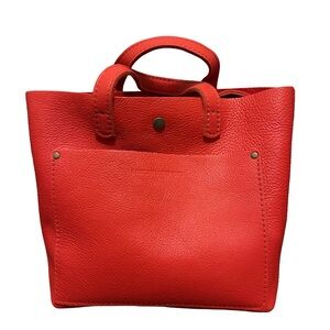 Portland Leather Mini Crossbody Tote Bag in Poppy Red
